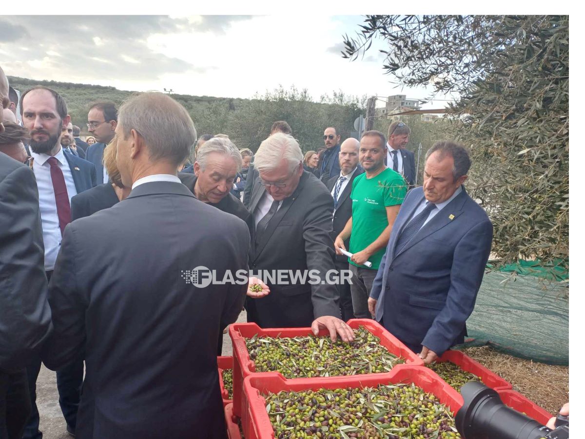 Όταν ο Σταϊνμάιερ ράβδισε ελιές στα Χανιά – Δοκίμασε ελαιόλαδο από σομελιέ