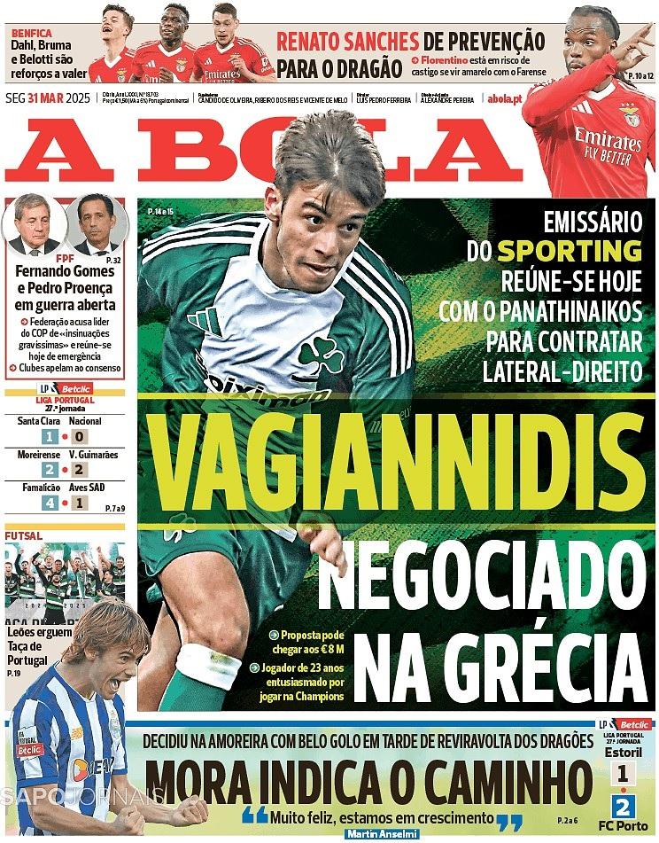 Ο Γιώργος Βαγιαννίδης πρωταγωνιστεί στην «A Bola»: «Κρίσιμες διαπραγματεύσεις Σπόρτινγκ-Παναθηναϊκού σήμερα για τη μεταγραφή-βόμβα