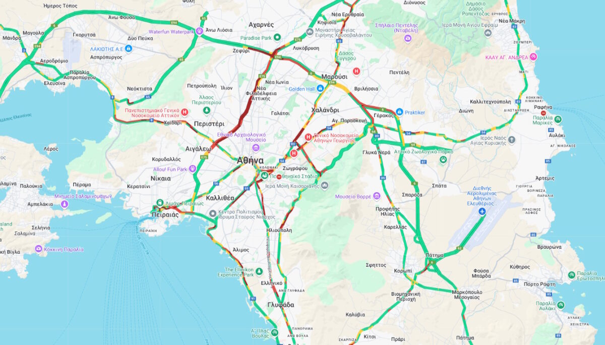 Χάρτης με την κίνηση στους δρόμους