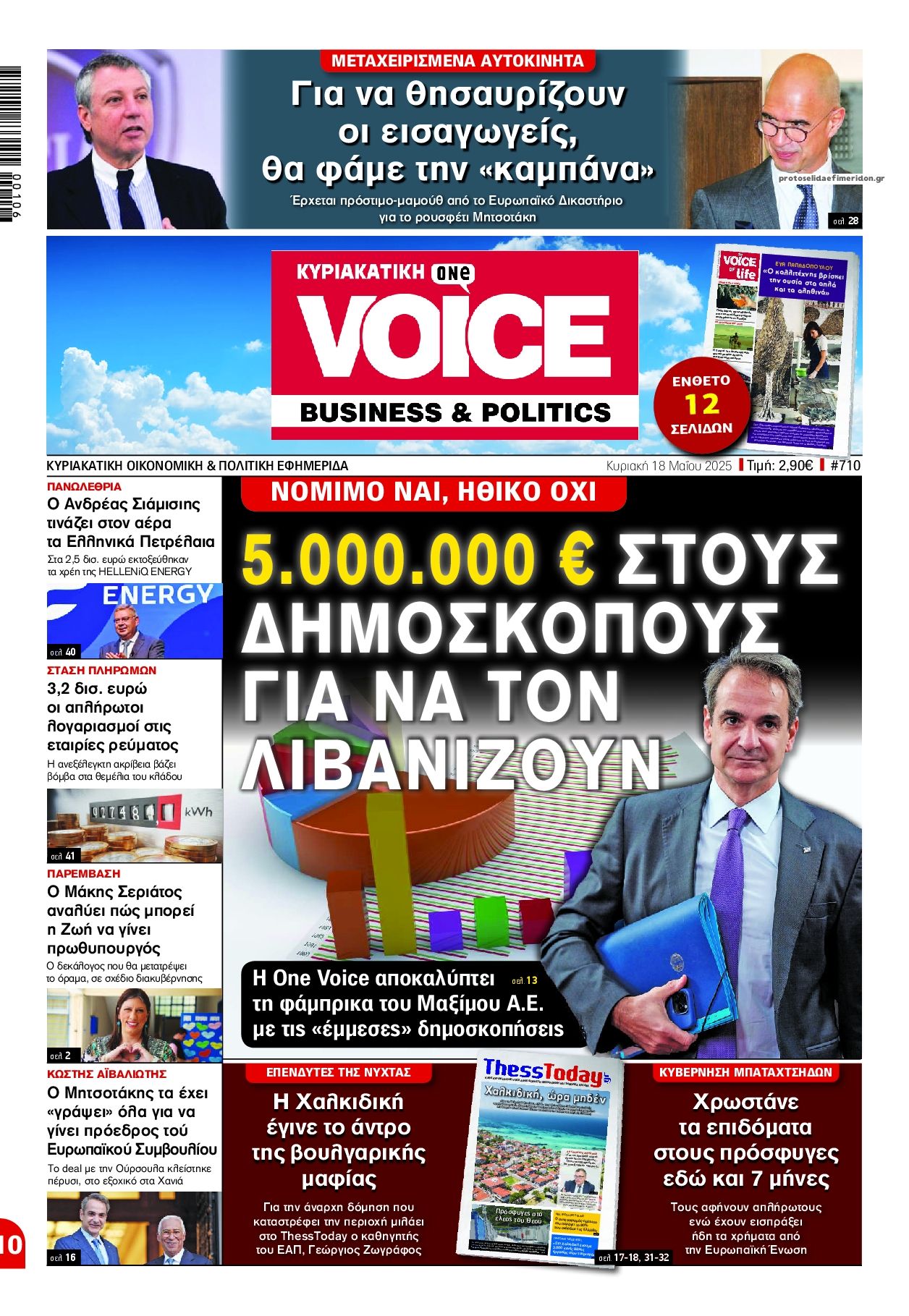 Τα πρωτοσέλιδα των πολιτικών εφημερίδων 18/5/2025