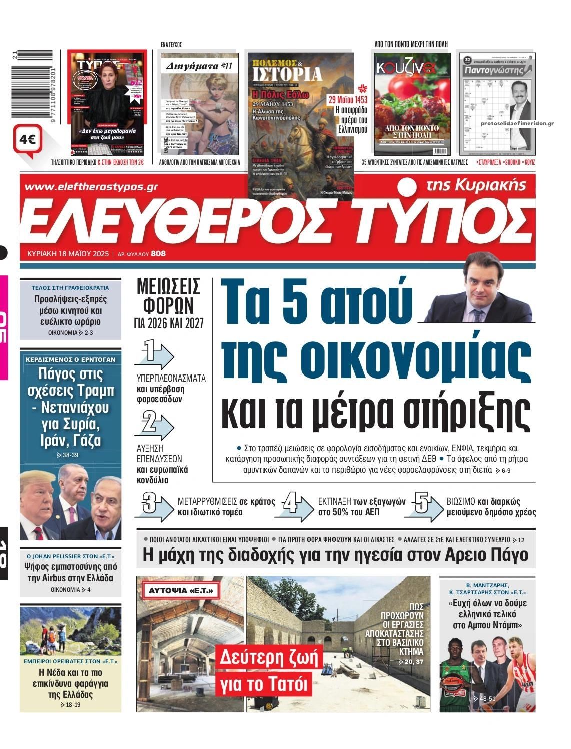 Τα πρωτοσέλιδα των πολιτικών εφημερίδων 18/5/2025