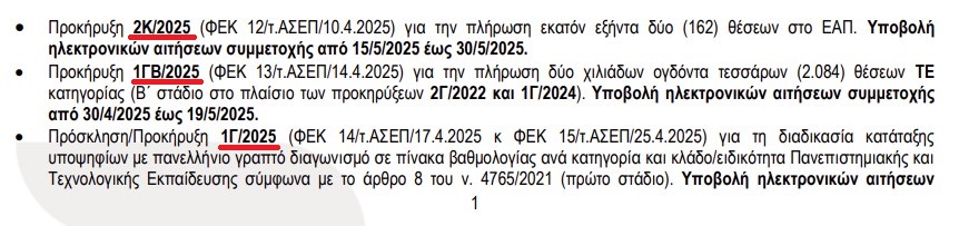 ΟΡΙΣΤΙΚΑ ΤΕΛΟΣ οι προκηρύξεις "Κ" (με μόρια) για ΠΕ-ΤΕ – Αποκαλυπτικό έγγραφο 3 ΟΡΙΣΤΙΚΑ ΤΕΛΟΣ οι προκηρύξεις "Κ" (με μόρια) για ΠΕ-ΤΕ – Αποκαλυπτικό έγγραφο