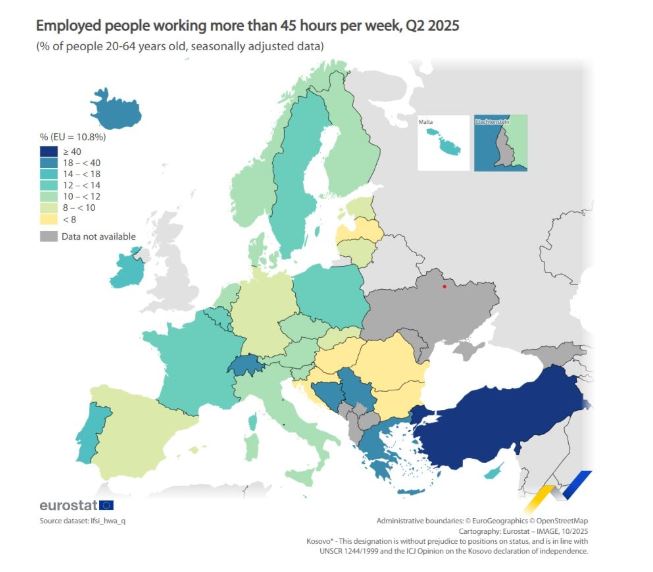 Οι Έλληνες ανατρέπουν το στερεότυπο των «τεμπέληδων»: Πρωταθλητές στις υπερωρίες στην Ε.Ε. – Λεπτομερή στοιχεία από τη Eurostat