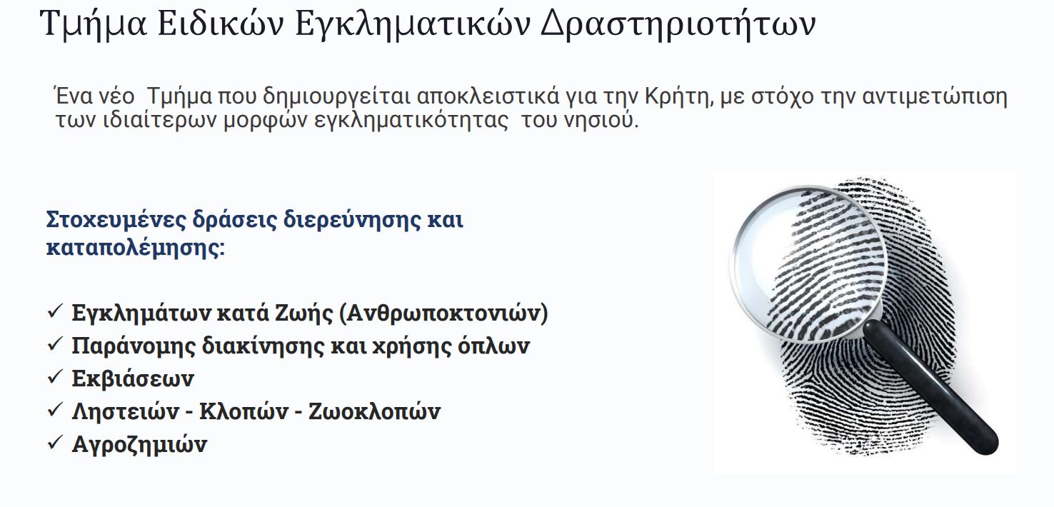 Το πλάνο της ΕΛ.ΑΣ.: Εγκατάσταση του ελληνικού FBI στην Κρήτη, «τέλος» οι μπαλωθιές, τι ισχύει για παράνομη οπλοφορία και οπλοχρησία – Ανακαλύψτε όλα τα μέτρα 24 Το πλάνο της ΕΛ.ΑΣ.: Εγκατάσταση του ελληνικού FBI στην Κρήτη, «τέλος» οι μπαλωθιές, τι ισχύει για παράνομη οπλοφορία και οπλοχρησία – Ανακαλύψτε όλα τα μέτρα