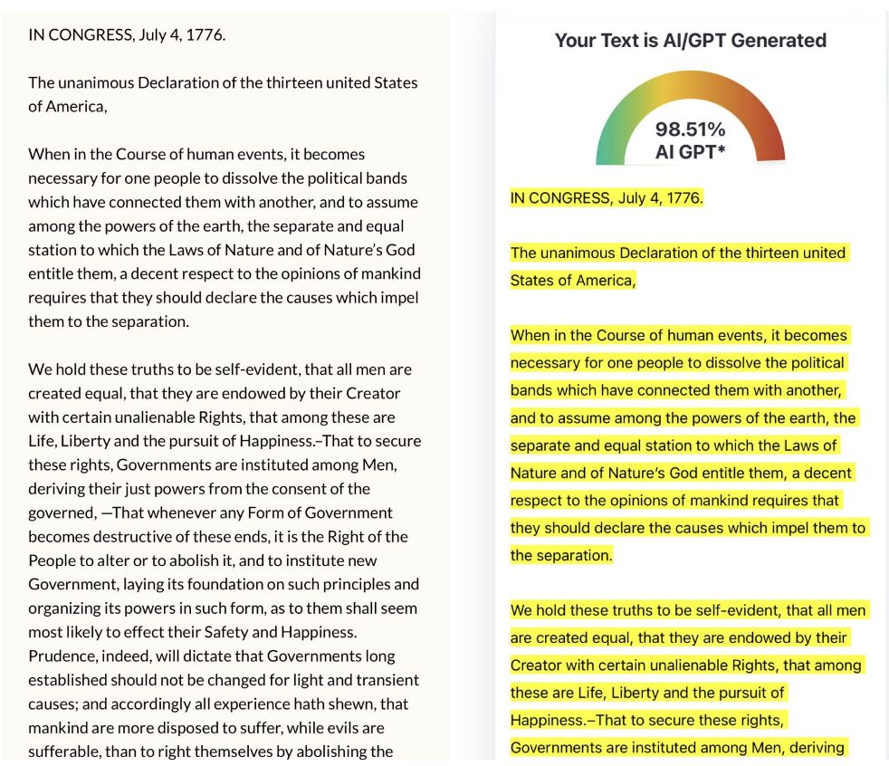 AI σύστημα θεωρεί ότι το ChatGPT έγραψε το 1776 τη Διακήρυξη Ανεξαρτησίας των ΗΠΑ – Πώς «ξεγελιέται» η Τεχνητή Νοημοσύνη 7 AI σύστημα θεωρεί ότι το ChatGPT έγραψε το 1776 τη Διακήρυξη Ανεξαρτησίας των ΗΠΑ – Πώς «ξεγελιέται» η Τεχνητή Νοημοσύνη