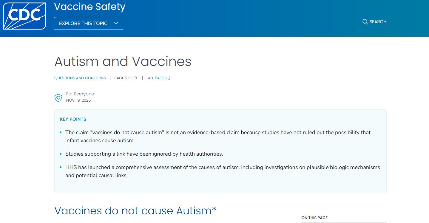 CDC: Οι ισχυρισμοί ότι τα εμβόλια δεν συνδέονται με αυτισμό δεν στηρίζονται σε δεδομένα – Έχουν παραβλεφθεί έρευνες