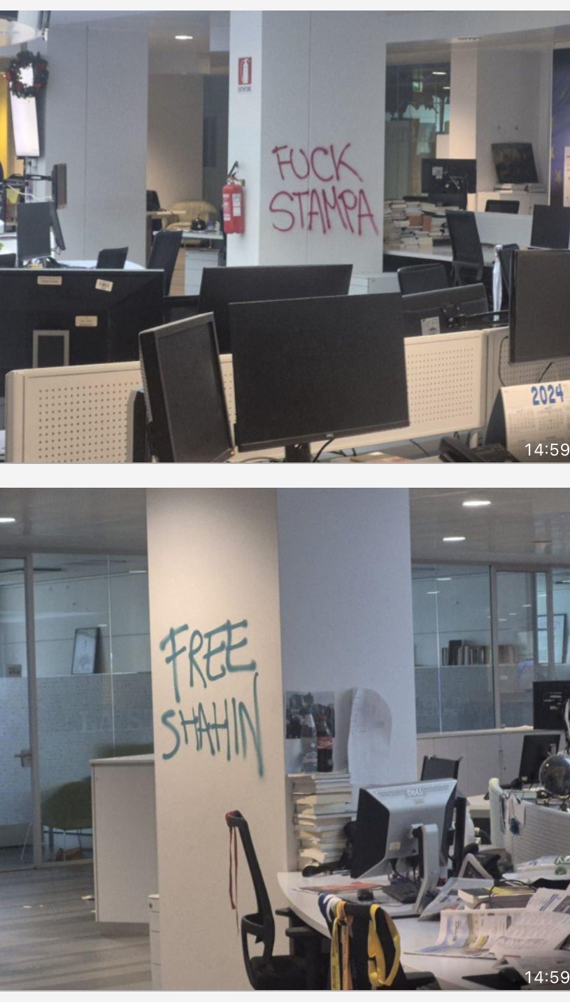 Ιταλία: Διαδηλωτές κατέλαβαν τα γραφεία της La Stampa – Έγραψαν συνθήματα στους τοίχους και σκόρπισαν βιβλία και χαρτιά – ΦΩΤΟ και ΒΙΝΤΕΟ