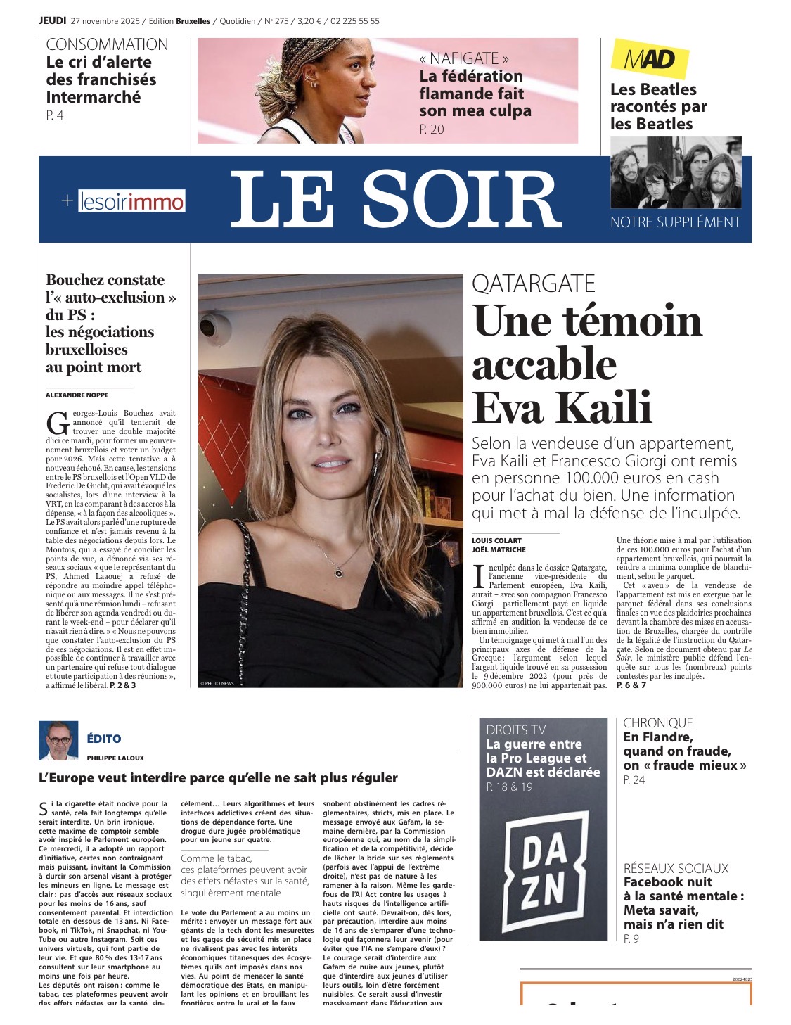 Εύα Καϊλή, le soir, qatargate