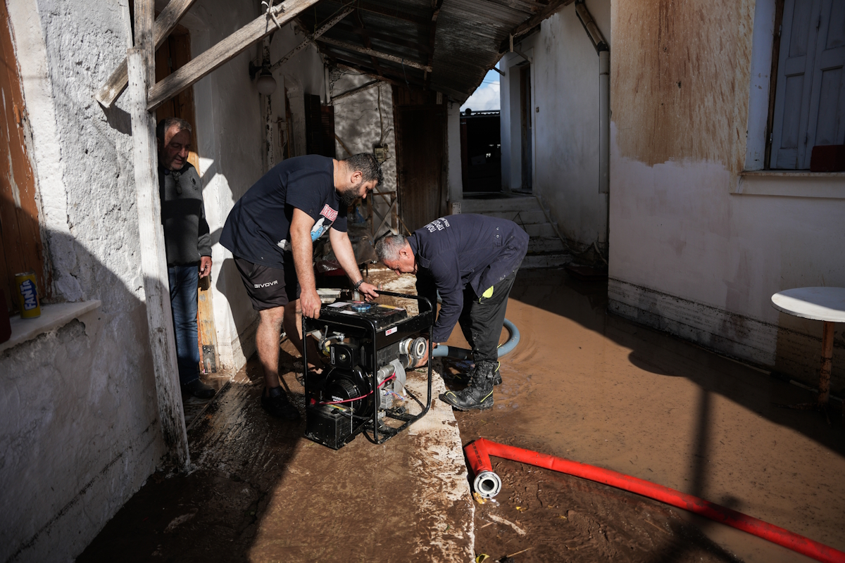 Καταστροφές και ζημιές σε σπίτια στο χωριό Καλλονή και Σκάλα Καλλονής στη κεντρική Λέσβο μετά από έντονη βροχόπτωση