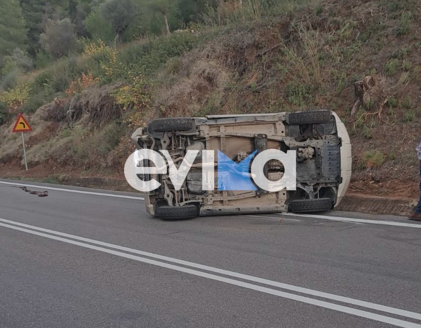 Ατύχημα με τραυματία στην Εύβοια: Τζιπ αναποδογύρισε στη μέση του δρόμου 2 τροχαίο