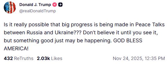 Τραμπ: «Κάτι θετικό μπορεί να συμβαίνει» στις ειρηνευτικές συνομιλίες – Πιθανή συμφωνία για λήξη του πολέμου στην Ουκρανία