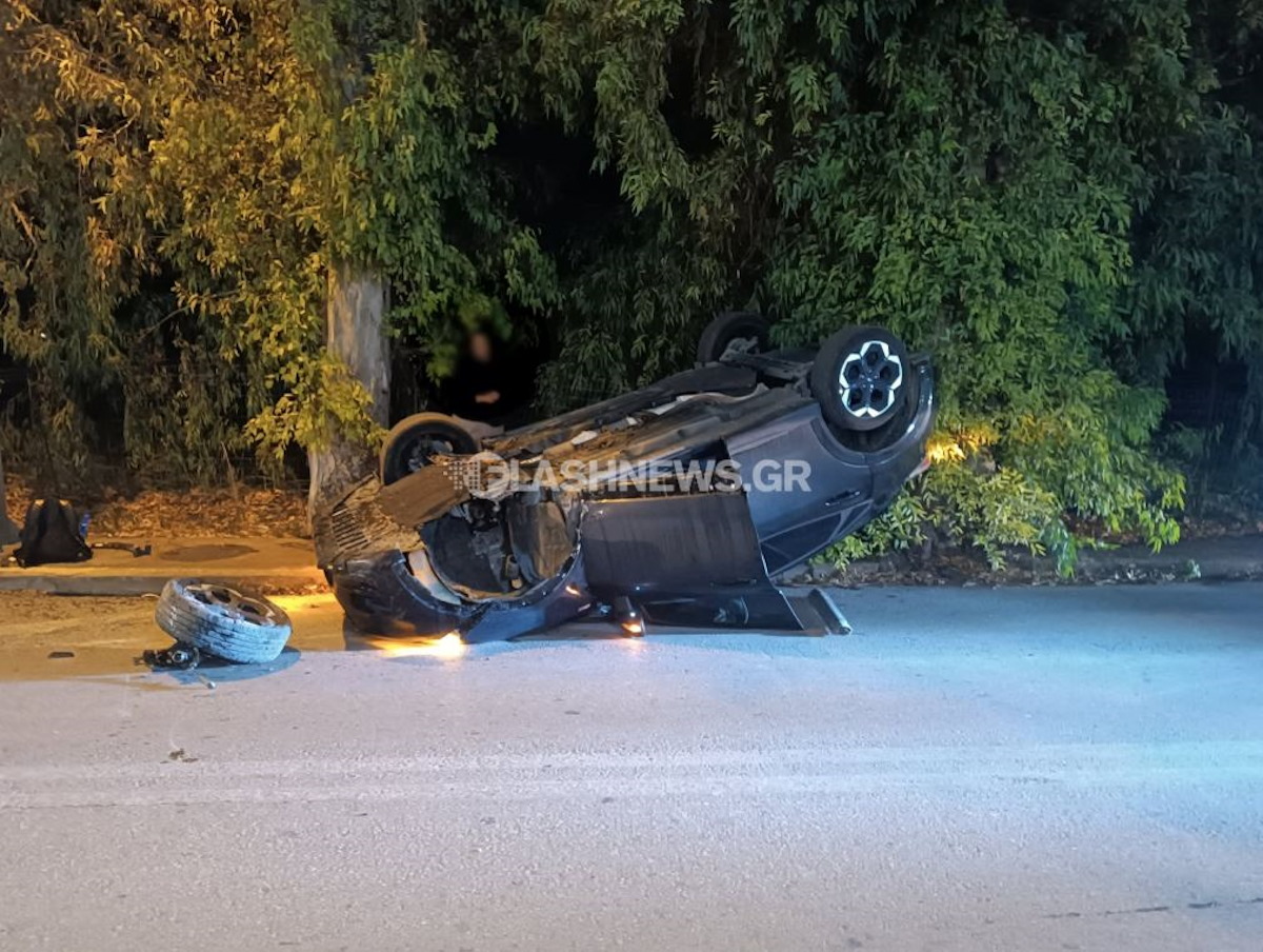 Χανιά: Ανατροπή αυτοκινήτου σε τροχαίο στη Λεωφόρο Σούδας – Ένας τραυματίας 4 Χανιά