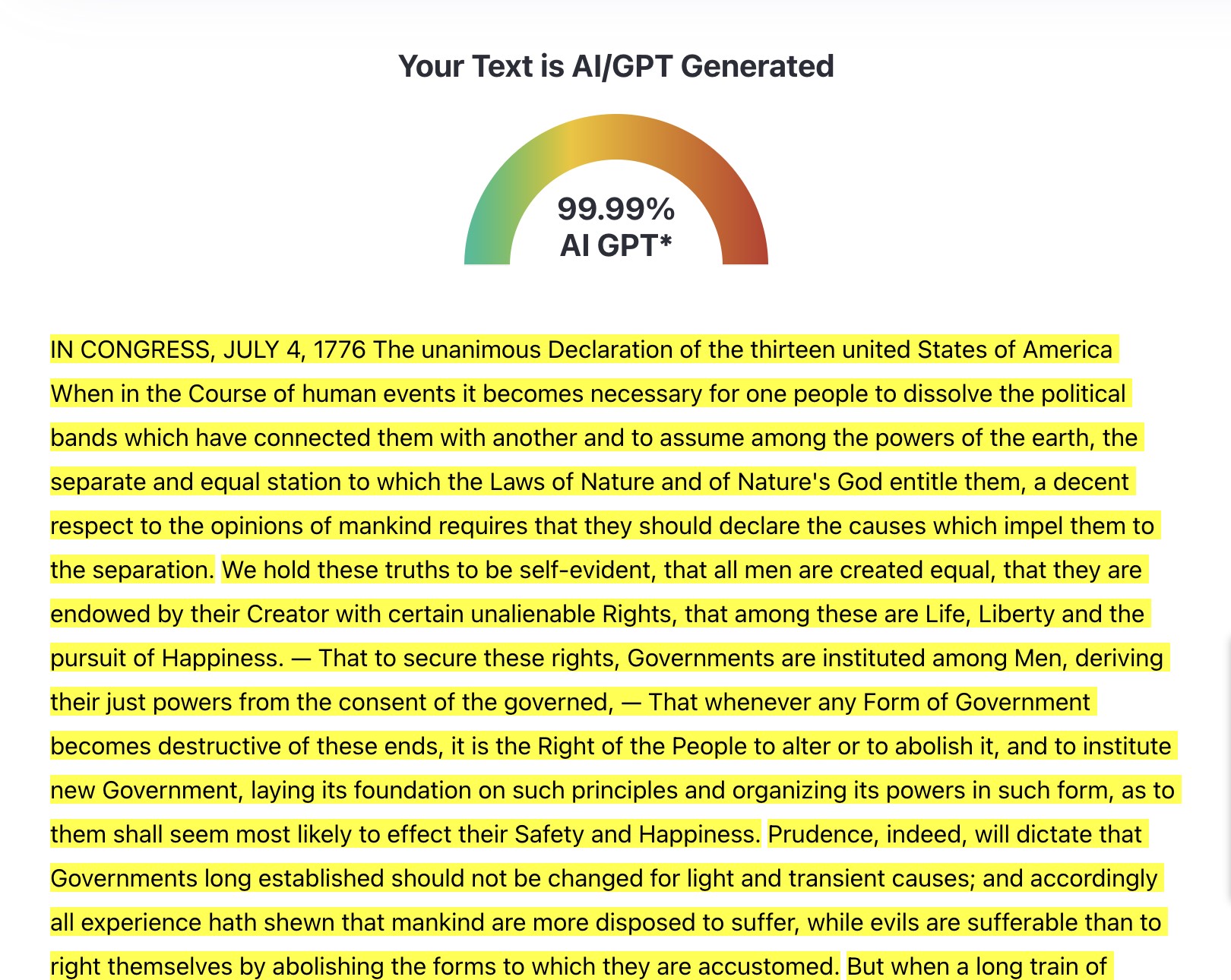 AI σύστημα θεωρεί ότι το ChatGPT έγραψε το 1776 τη Διακήρυξη Ανεξαρτησίας των ΗΠΑ – Πώς «ξεγελιέται» η Τεχνητή Νοημοσύνη 6 AI σύστημα θεωρεί ότι το ChatGPT έγραψε το 1776 τη Διακήρυξη Ανεξαρτησίας των ΗΠΑ – Πώς «ξεγελιέται» η Τεχνητή Νοημοσύνη