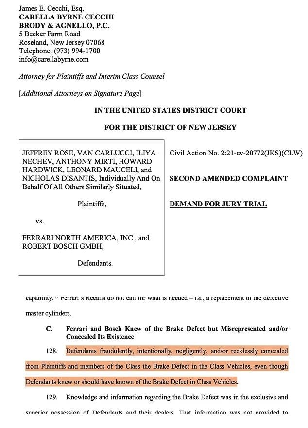 Σοβαρός κίνδυνος έως και θανάσιμος με τα φρένα των Ferrari;