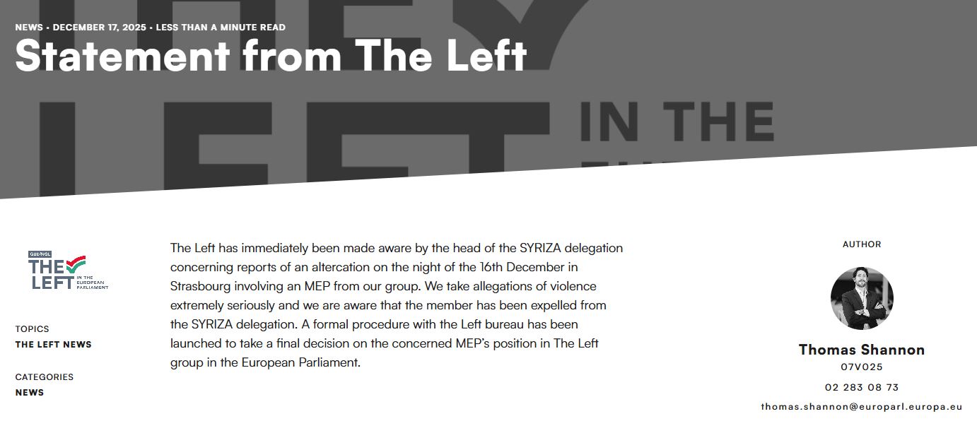 LEFT: Ξεκίνησαν οι ενέργειες για την απομάκρυνση του Νίκου Παππά από την ομάδα της Αριστεράς στο Ευρωκοινοβούλιο