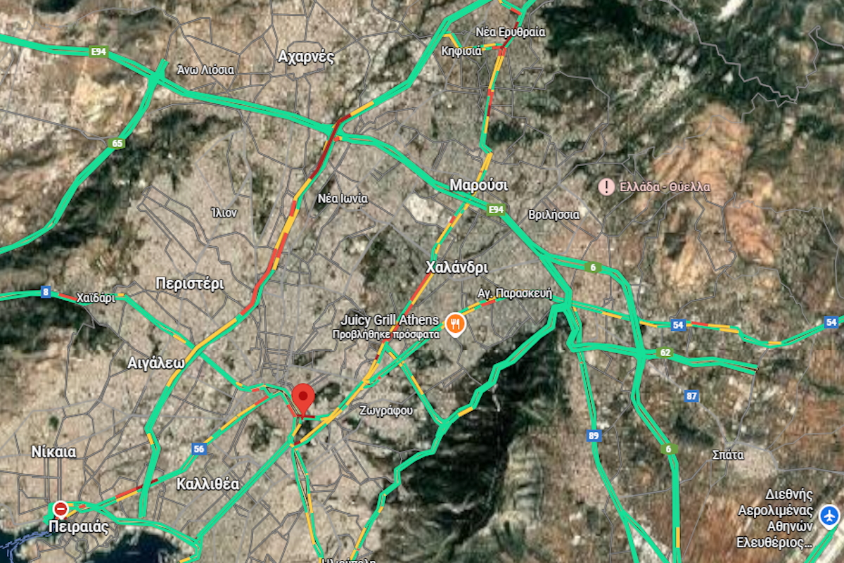 Κυκλοφοριακό χάος: Στο «κόκκινο» η κάθοδος του Κηφισού λόγω ατυχημάτων – Μικροπροβλήματα στο κέντρο από τις πορείες 2 κίνηση
