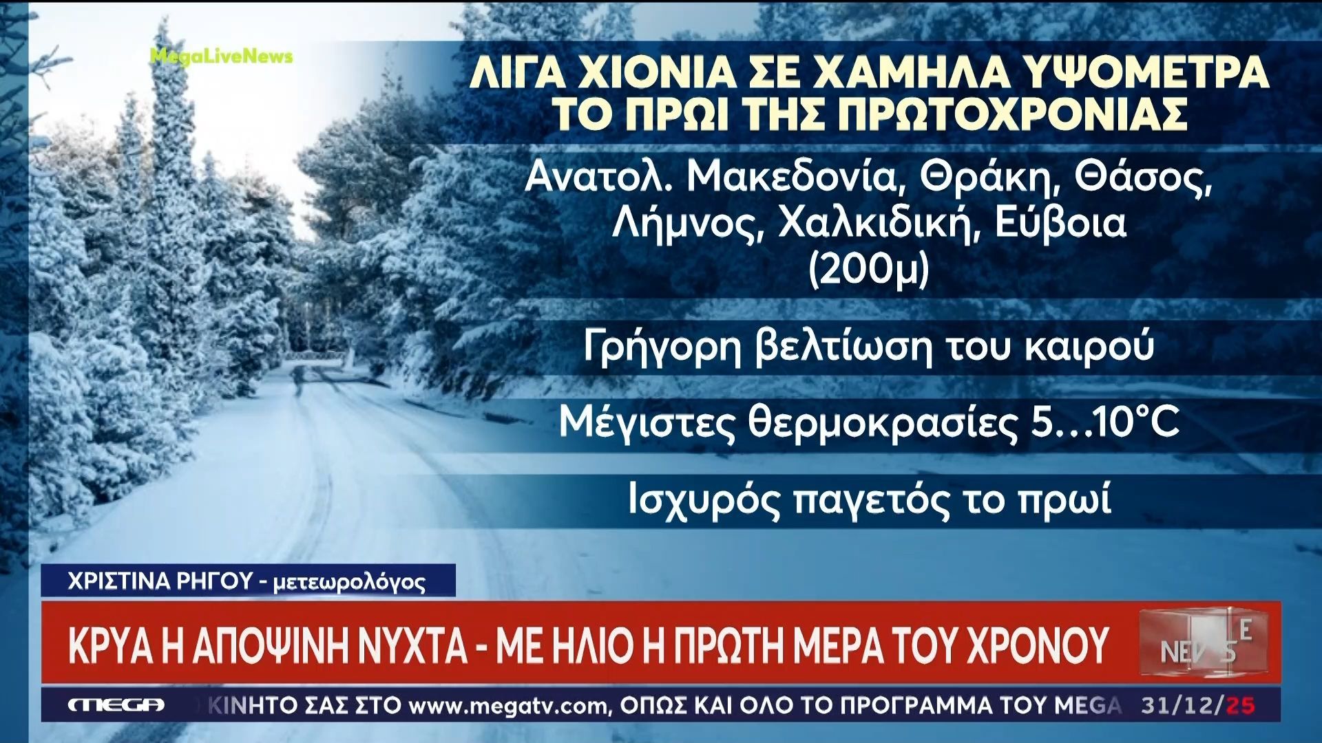 Με τσουχτερό κρύο και χιόνια ρίχνει αυλαία το 2025