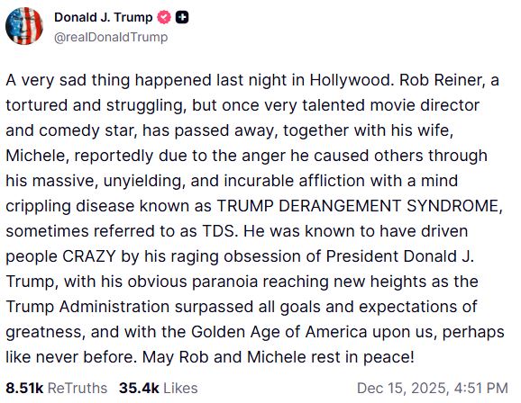 Τζίμι Κίμελ: Δριμεία επίθεση στον Τραμπ μετά τις ύβρεις κατά του Ρομπ Ρέινερ – «Αυτός ο διαβρωμένος νους καθορίζει τις ζωές μας»