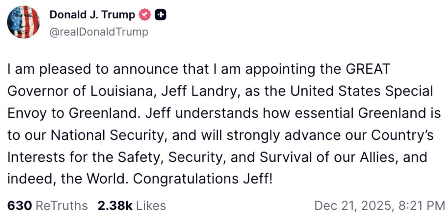 Δανός ΥΠΕΞ: Ο διορισμός ειδικού απεσταλμένου από τις ΗΠΑ δείχνει το ενδιαφέρον του Τραμπ για τη Γροιλανδία