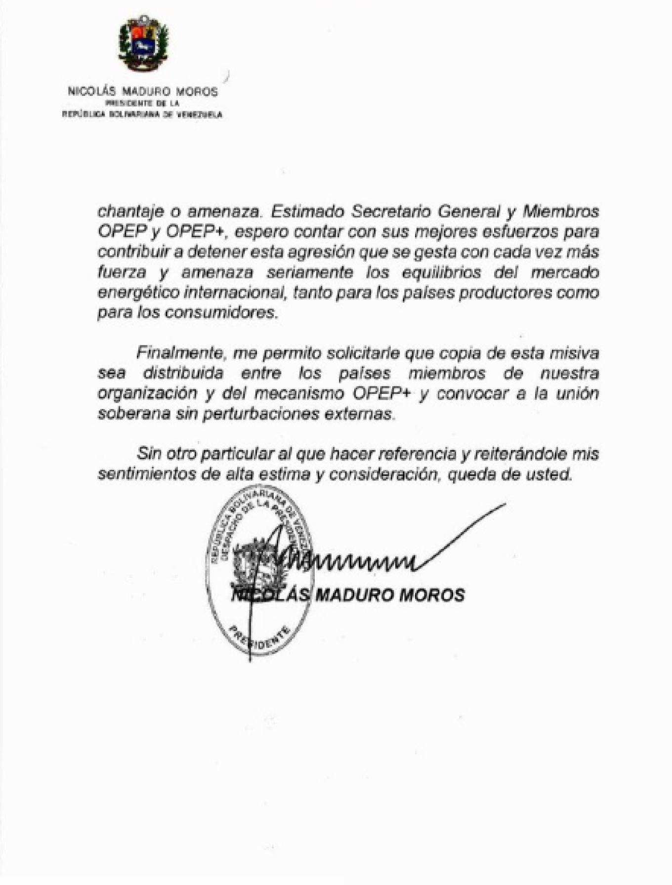 Νικολάς Μαδούρο: Απέστειλε γράμμα στον ΟΠΕΚ+ – «Οι ΗΠΑ στοχεύουν στρατιωτική κατοχή των πετρελαϊκών πόρων της Βενεζουέλας» 8 Νικολάς Μαδούρο: Απέστειλε γράμμα στον ΟΠΕΚ+ – «Οι ΗΠΑ στοχεύουν στρατιωτική κατοχή των πετρελαϊκών πόρων της Βενεζουέλας»