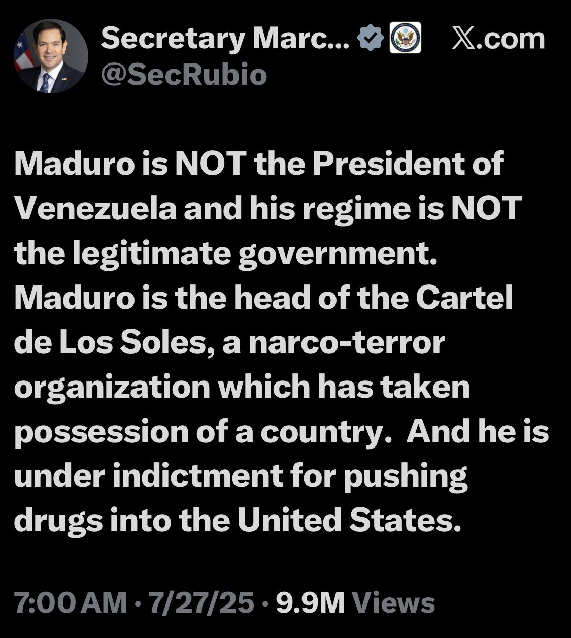 Ρούμπιο: Ο Μαδούρο δεν είναι ηγέτης της Βενεζουέλας – Αντιμετωπίζει κατηγορίες για ναρκωτικά στις ΗΠΑ 2 Ρούμπιο