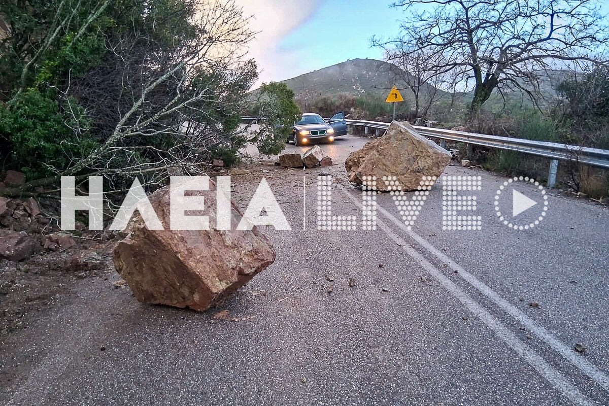 Η κακοκαιρία Kristin πλήττει την Ηλεία: Κατολισθήσεις και πλημμύρες σε δρόμους και υπόγεια – Κατάρρευση τοίχου σπιτιού 12 Κατολίσθηση