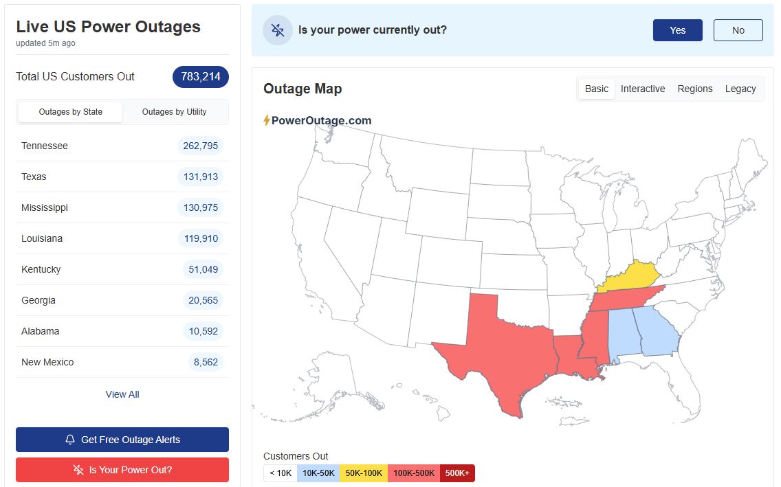 ΗΠΑ: Στη δίνη της κακοκαιρίας σπίτια και επιχειρήσεις – Πάνω από 780.000 πελάτες χωρίς ρεύμα