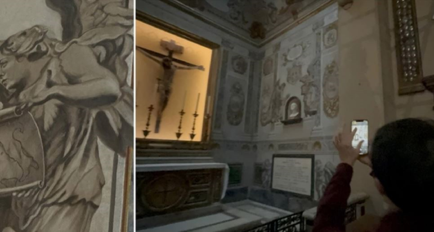 Ιταλία: Άγγελος με ομοιότητα στη Μελόνι «αναδύθηκε» απρόσμενα σε τοιχογραφία εκκλησίας – Βίντεο