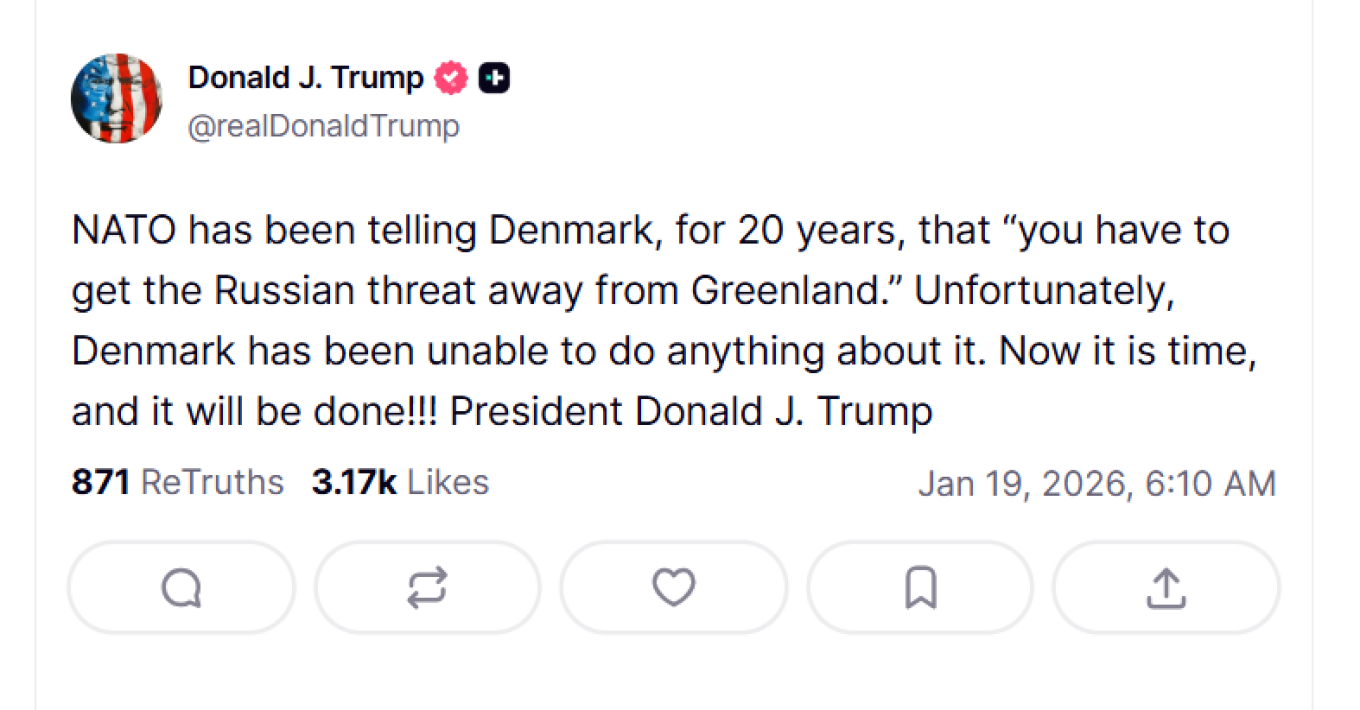 Τραμπ για Γροιλανδία: Η στιγμή είναι τώρα – Θα εξαλείψουμε τη ρωσική απειλή