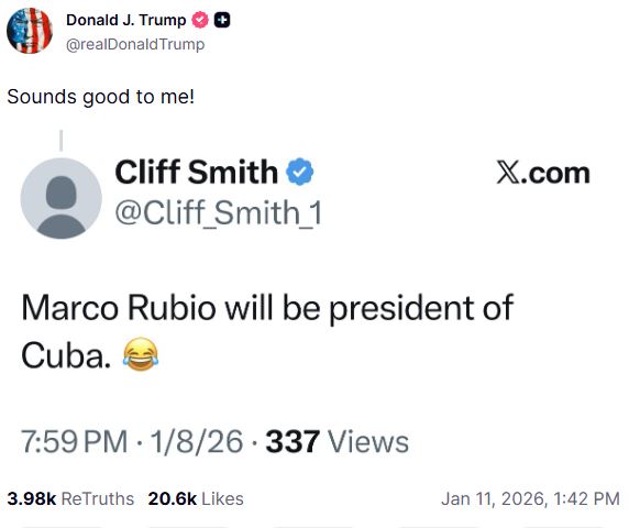 Τραμπ: Υπέδειξε ότι ο Ρούμπιο μπορεί να είναι ο επόμενος Πρόεδρος της Κούβας – Θύελλα στην Αβάνα από την αυστηρή πολιτική των ΗΠΑ