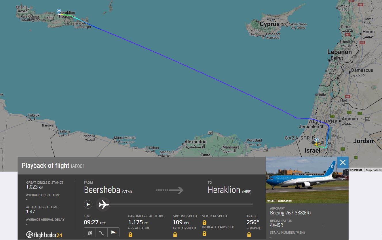 Ισραήλ: Το κυβερνητικό αεροσκάφος «Wing of Zion» προσγειώθηκε για μισή ώρα στο Ηράκλειο σε εκπαιδευτική αποστολή