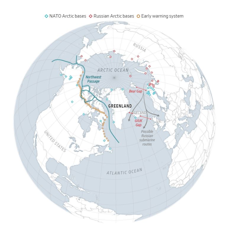 WSJ: Οι χάρτες που αποκαλύπτουν γιατί ο Τραμπ επιδιώκει τη Γροιλανδία για την ασφάλεια των ΗΠΑ