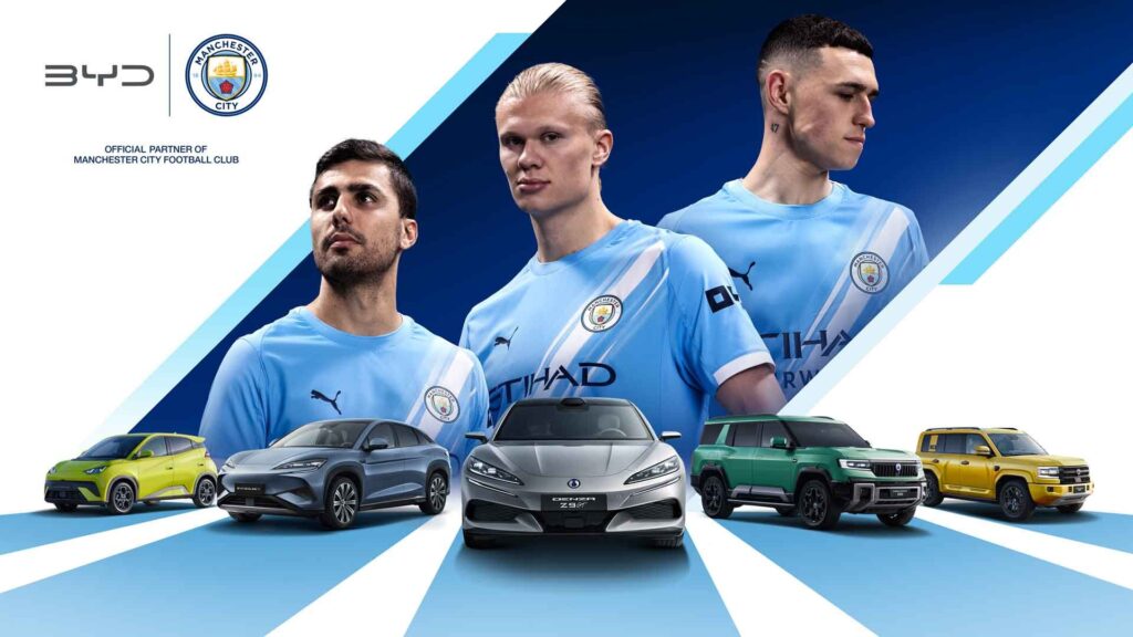 Η Manchester City συνεργάζεται με την BYD 6 H Manchester City παίζει μπάλα με BYD