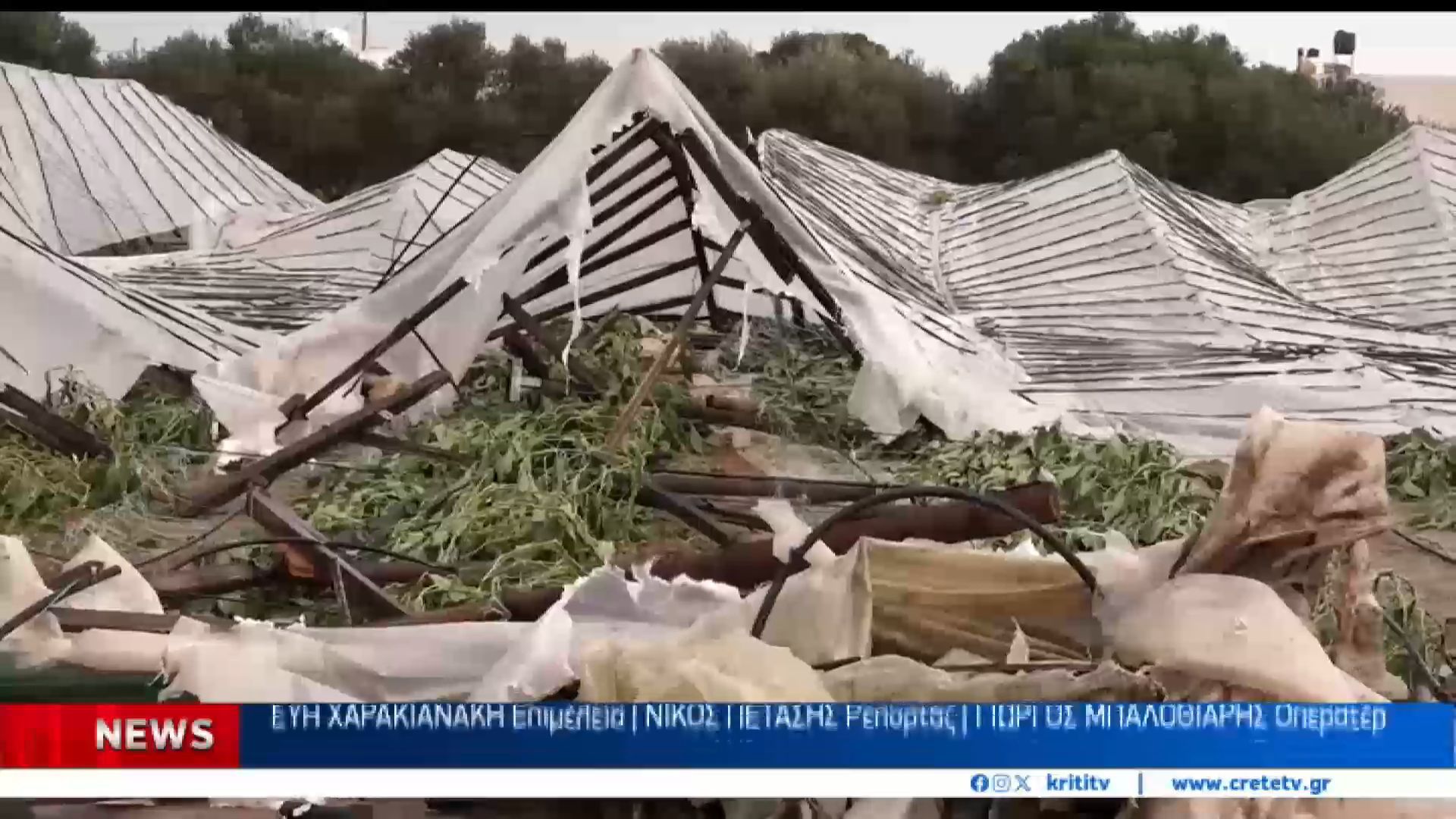 Ανεμοστρόβιλος σήκωσε θερμοκήπια στην Ιεράπετρα