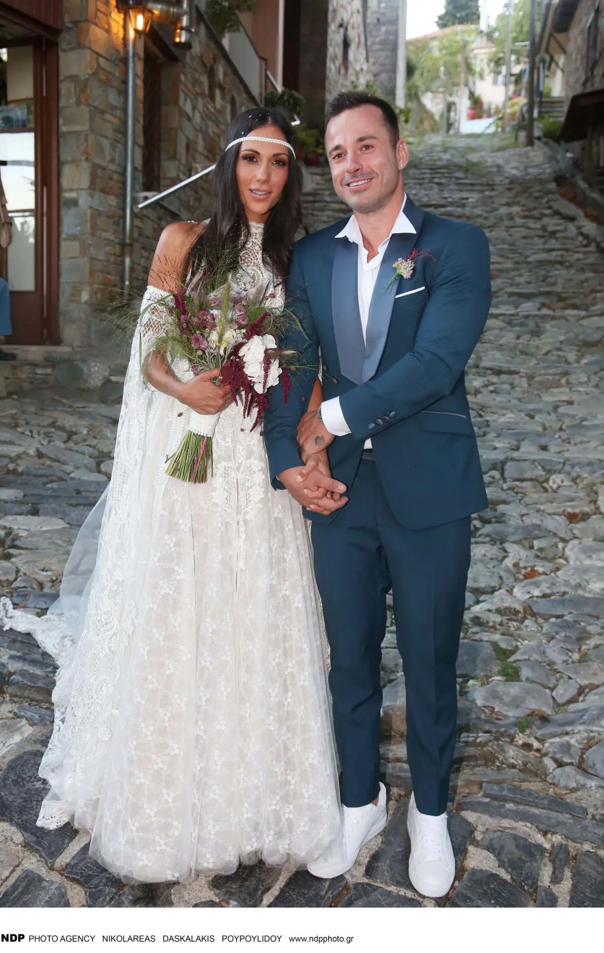 Η Ανθή Βούλγαρη και ο Κώστας Κωνσταντινίδης στο γάμο τους