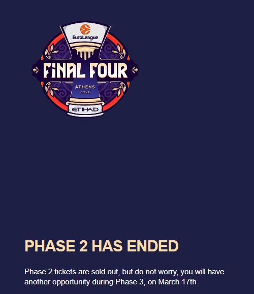 Final Four Euroleague 2026: H δεύτερη φάση πώλησης εισιτηρίων έκανε και αυτή γρήγορο sold out
