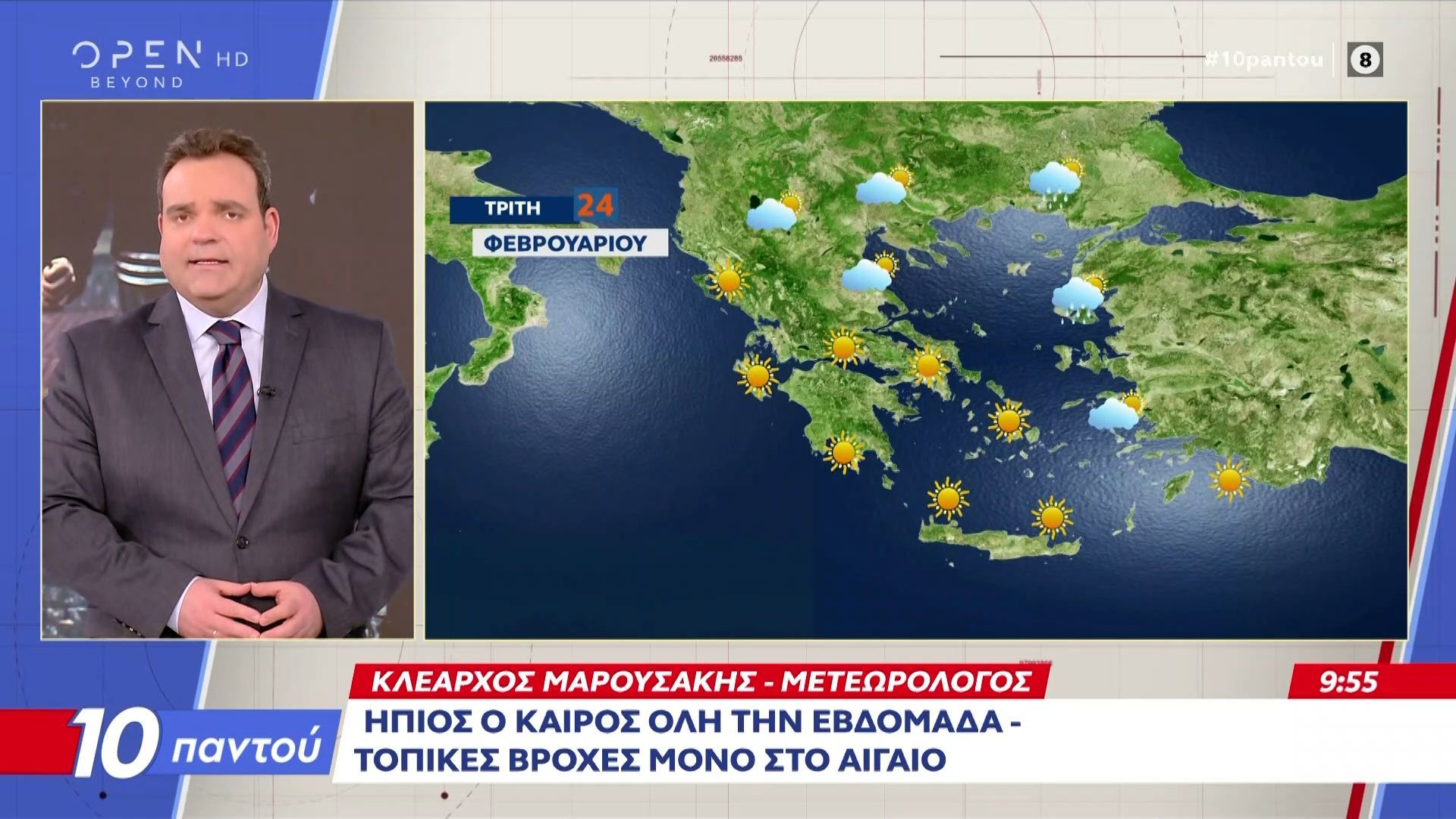 Ήπιος ο καιρός όλη την εβδομάδα-Τοπικές βροχές στο Αιγαίο