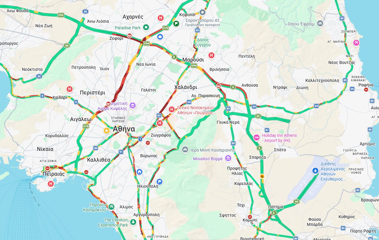 Κυκλοφοριακό χάος: Μποτιλιάρισμα σε Κηφισό και κέντρο – Καθυστερήσεις 30 λεπτών στην Αττική Οδό