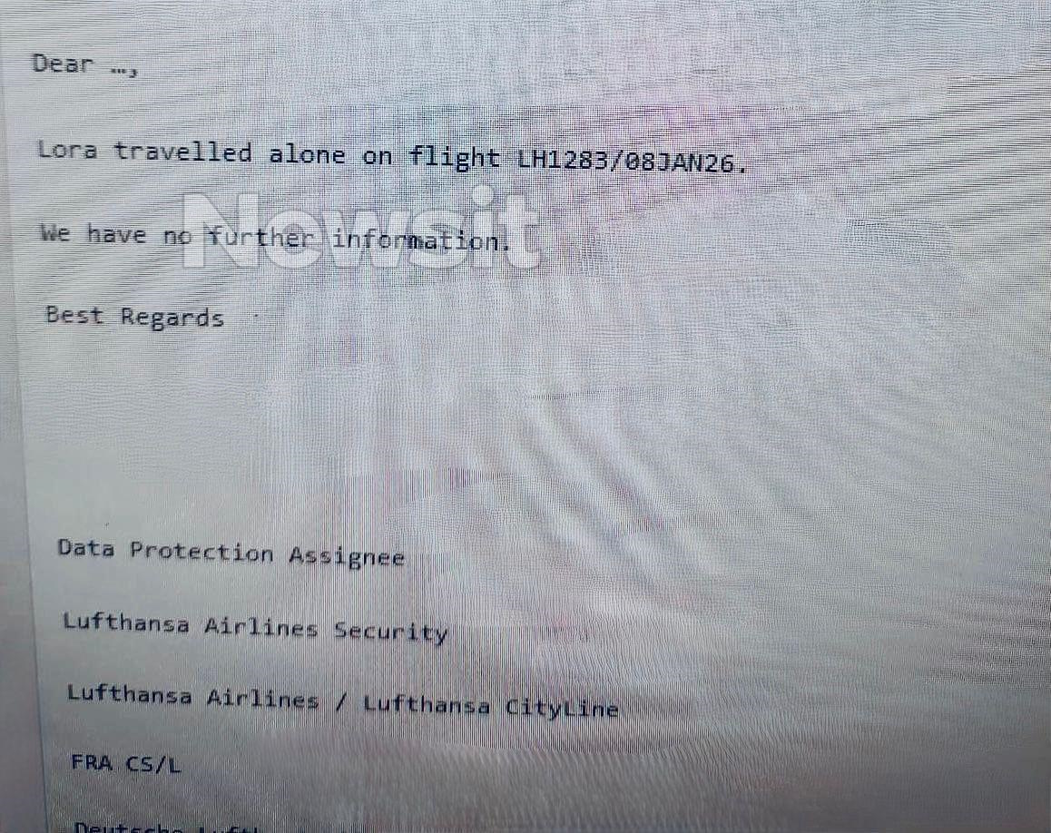 Εξαφάνιση 16χρονης: Η δήλωση της Lufthansa για τη Λόρα – «Ταξίδεψε μόνη προς Γερμανία, δεν διαθέτουμε επιπλέον στοιχεία» 2 Η απάντηση της Lufthansa