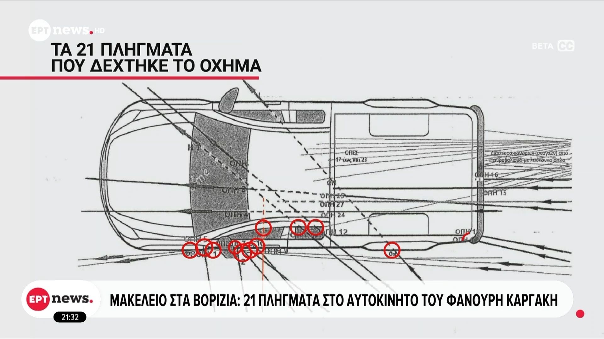Μακελειό στα Βορίζια: 21 πλήγματα στο αυτοκίνητο του Φανούρη Καργάκη