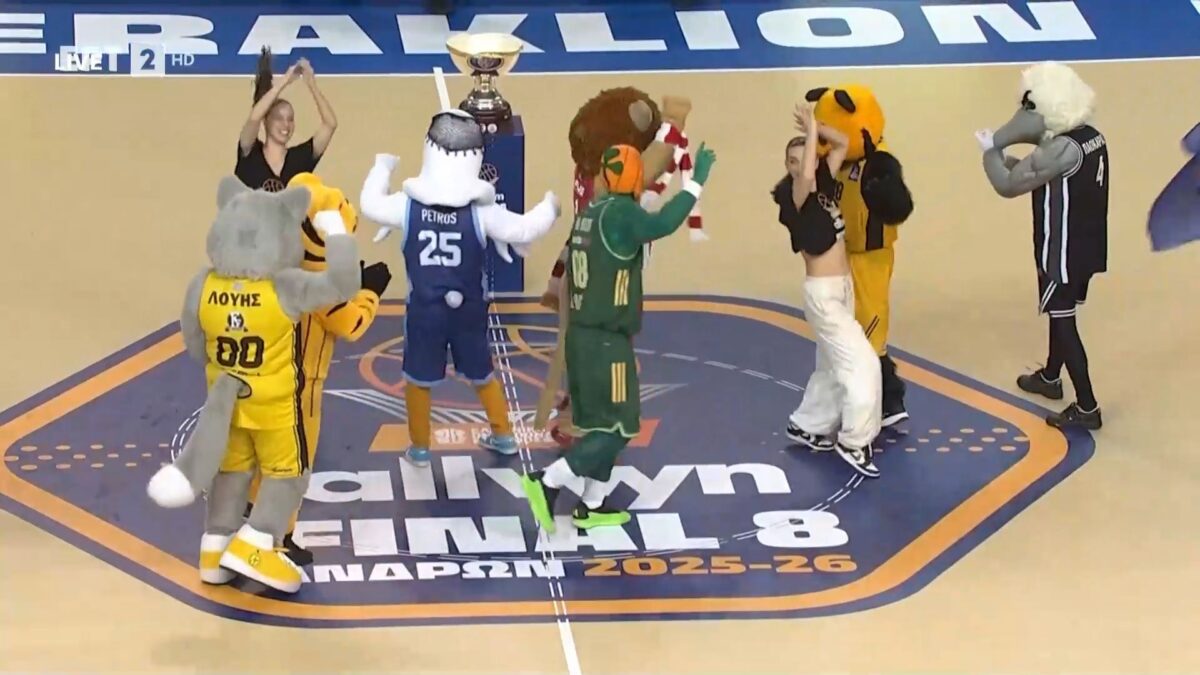 Κύπελλο Ελλάδας: Οι μασκότ του Final 8 χόρεψαν στο παρκέ του σταδίου «Δύο Αοράκια»