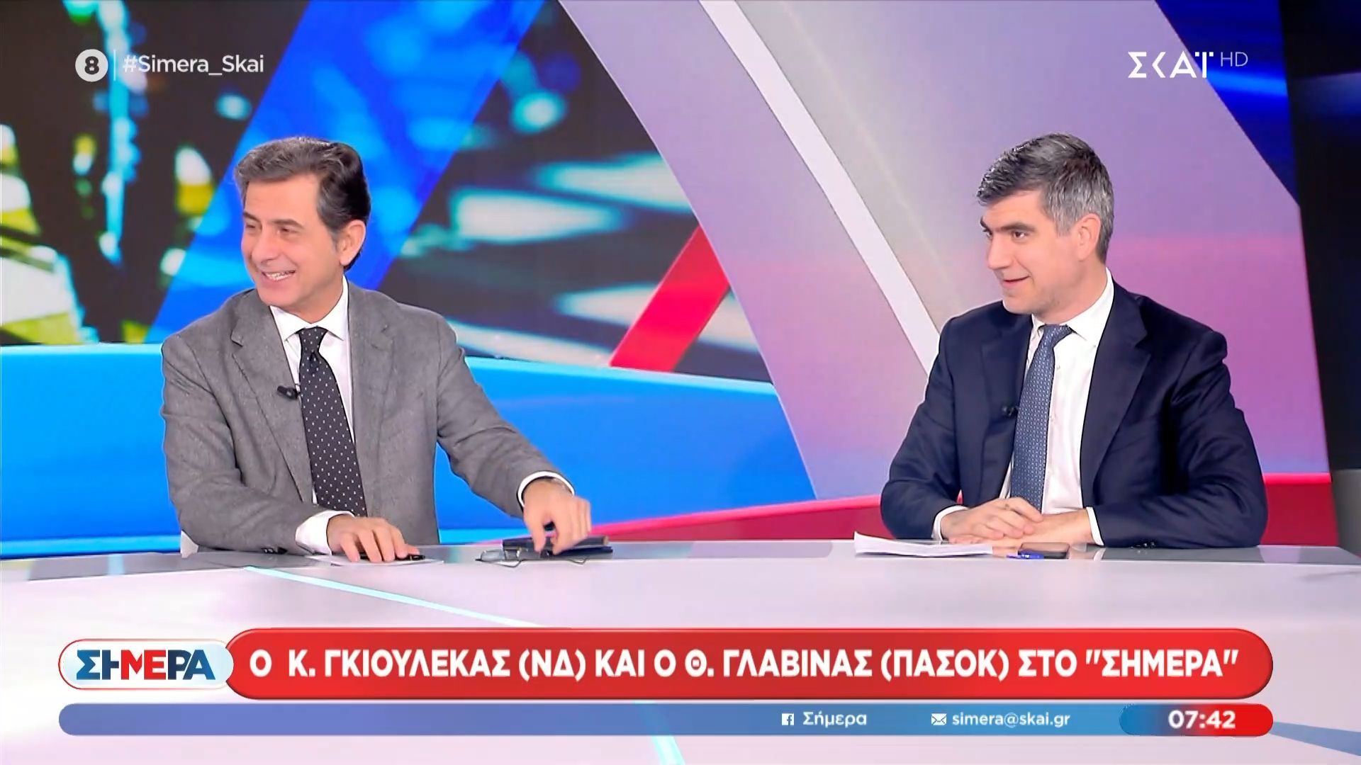 Ο Κ. Γκιουλέκας και ο Θ. Γλαβίνας στην εκπομπή «Σήμερα»