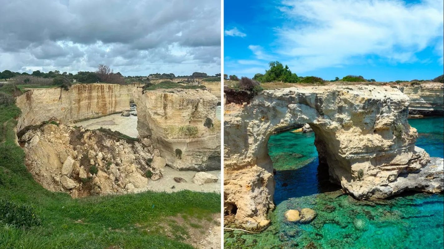 Βίντεο: Καταστροφή της Αψίδας των Εραστών από την κακοκαιρία – Το πιο εμβληματικό φυσικό μνημείο στο Σαλέντο
