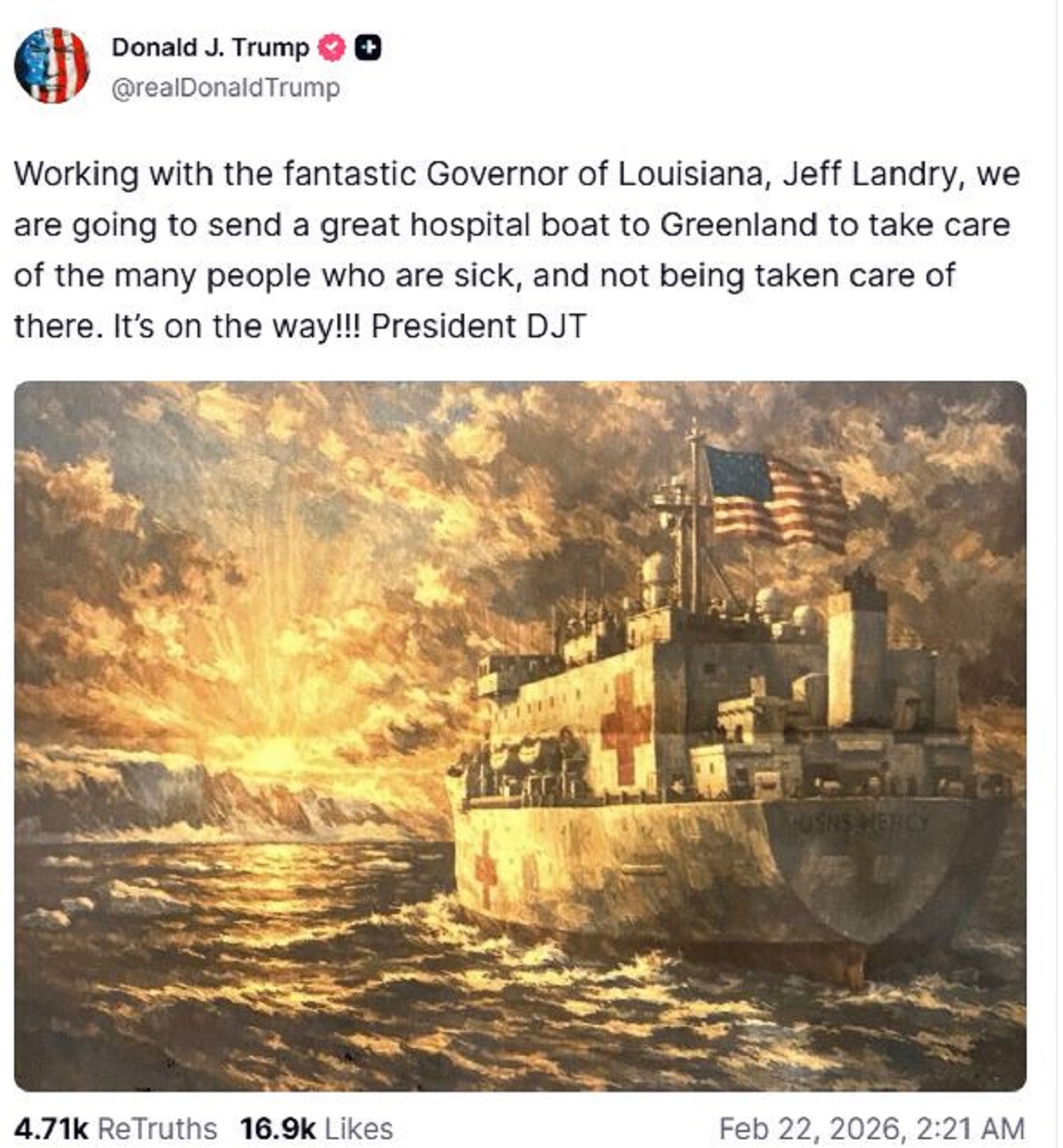 Η ανάρτηση του Αμερικανού Προέδρου, στο Truth Social