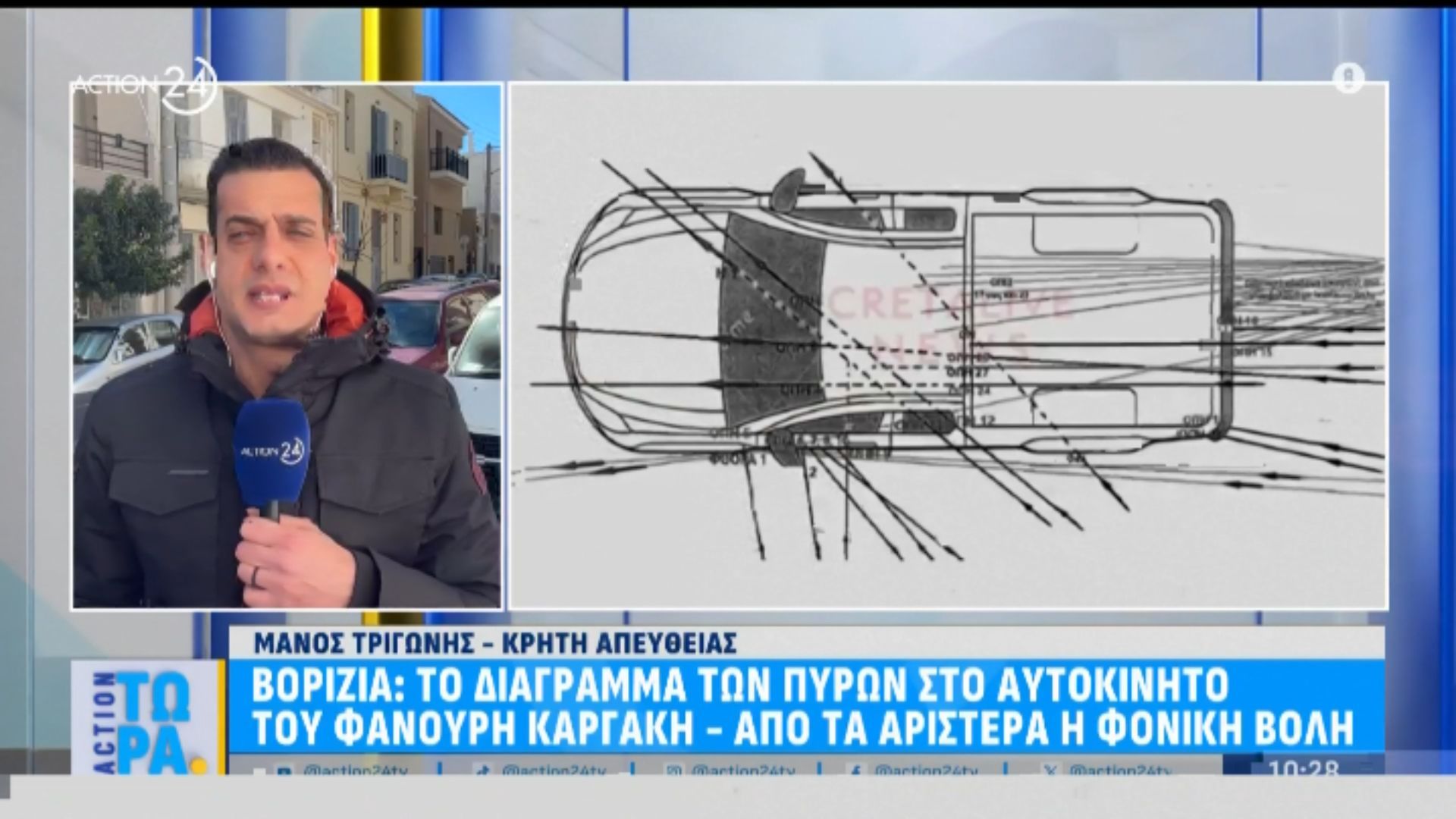 Βορίζια: Το διάγραμμα των πυρών στο αυτοκίνητο του Καργάκη – Από τα αριστερά η φονική βολή