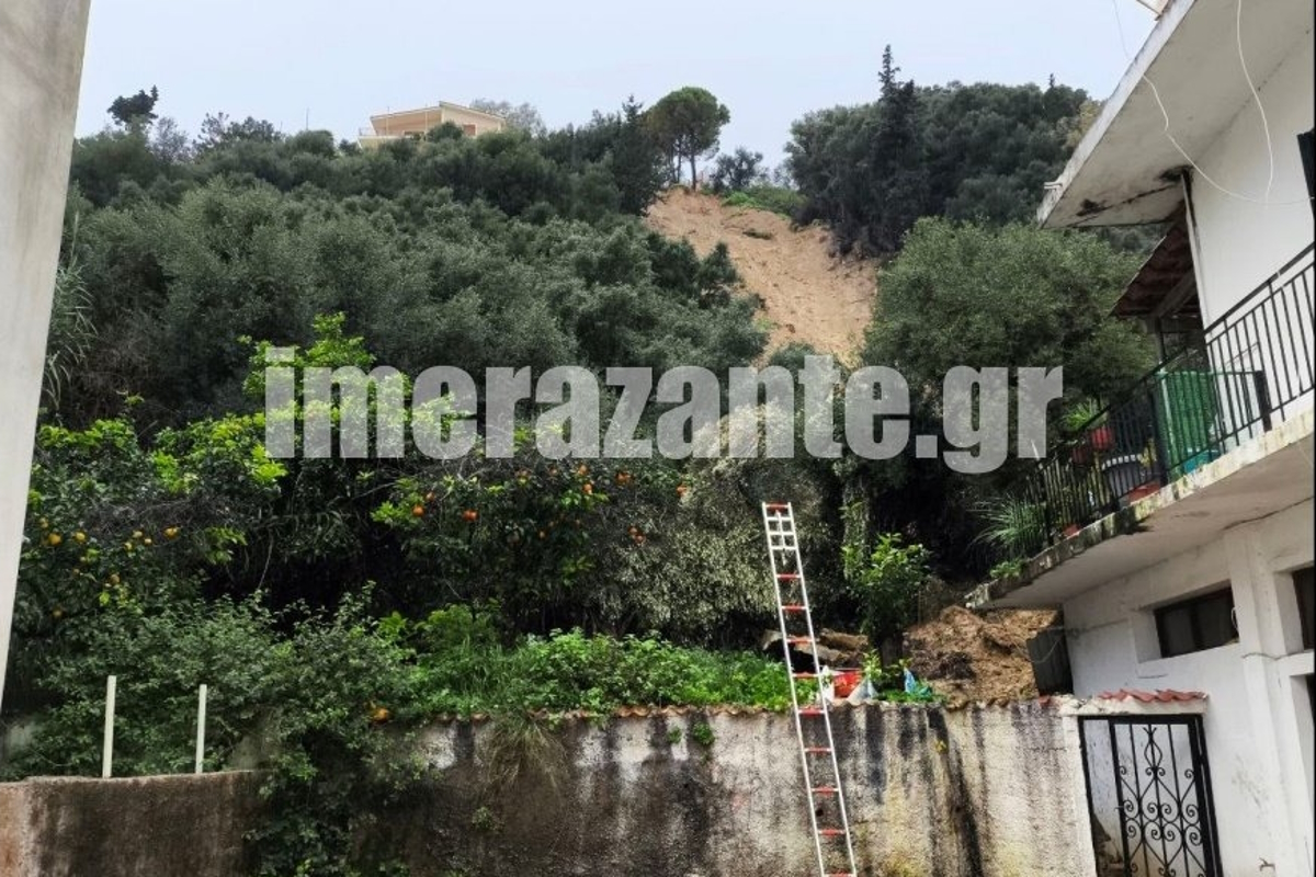 Ζάκυνθος: Κατολισθήσεις σε Αγία Τριάδα και Μπόχαλη – Χώματα και πέτρες «εισέβαλαν» σε οικία