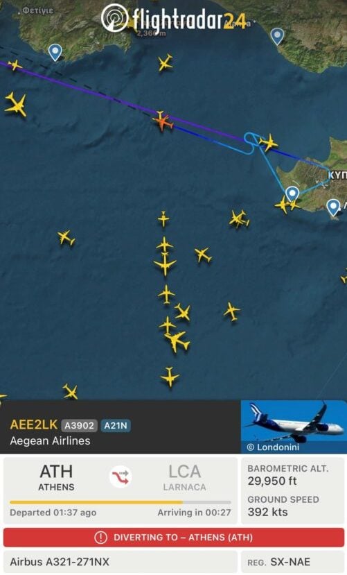 Ο εναέριος χώρος της Κύπρου άνοιξε – Πτήση προς Λάρνακα επέστρεψε στην Αθήνα