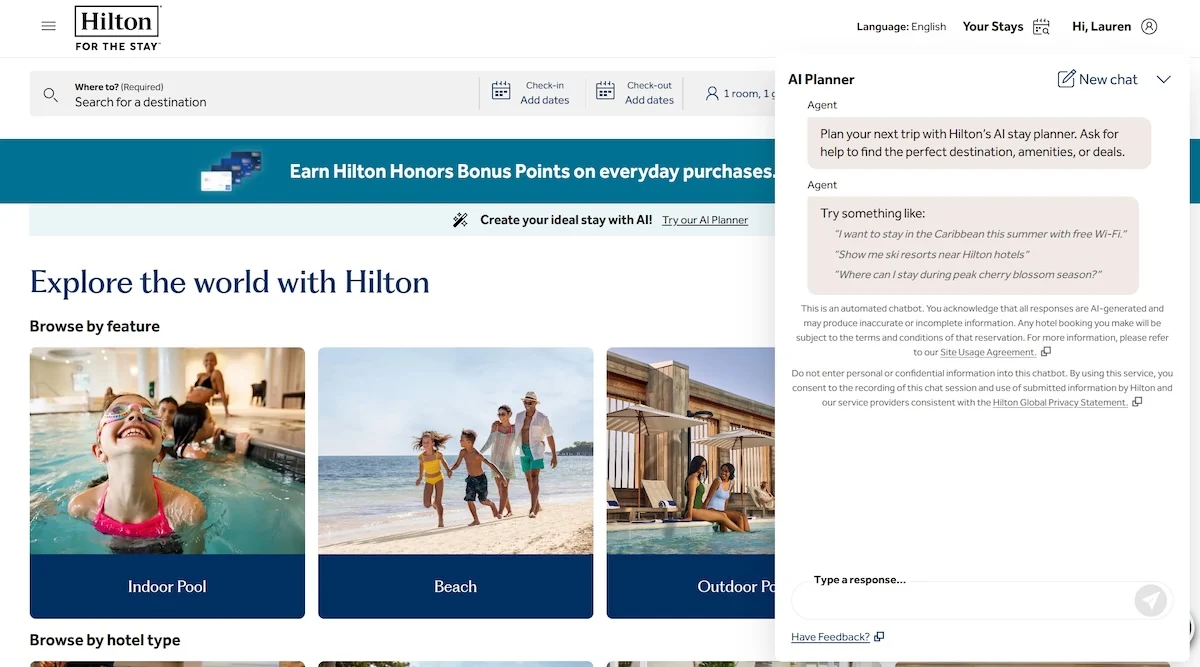 Η Hilton παρουσιάζει ταξιδιωτικό σχεδιαστή με τεχνητή νοημοσύνη