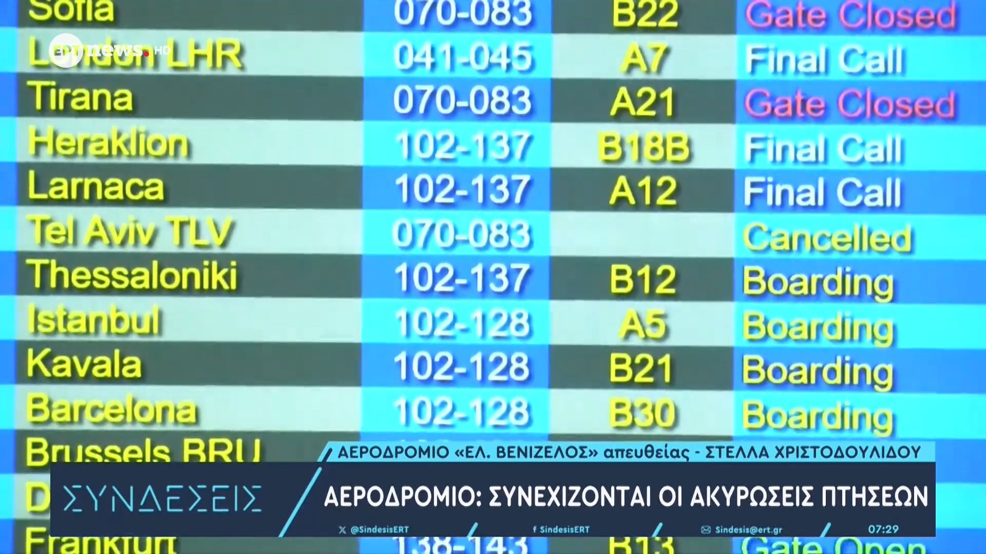 Αεροδρόμιο: Συνεχίζονται οι ακυρώσεις πτήσεων