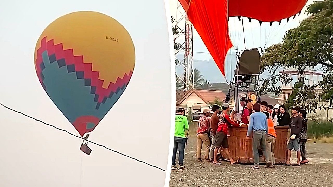 Αερόστατο πέφτει σε καλώδιο ηλεκτρικού